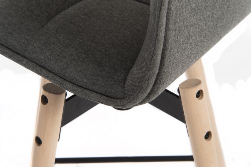 Teknik Spin Barstool with grey fabric upholstery and light wood effect legs - image 4
