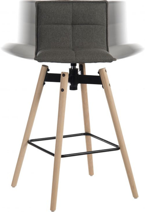 Teknik Spin Barstool with grey fabric upholstery and light wood effect legs - image 5