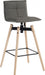 Teknik Spin Barstool with grey fabric upholstery and light wood effect legs