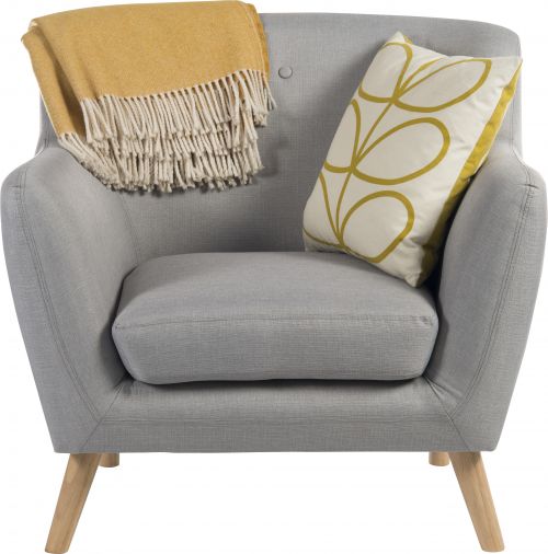 Teknik Skandi Armchair in grey fabric with button back and wooden feet - image 4