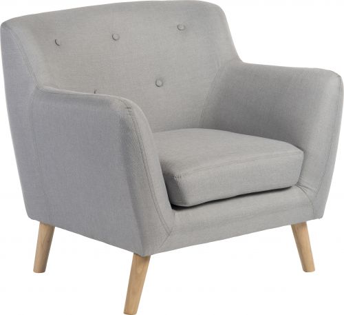 Teknik Skandi Armchair in grey fabric with button back and wooden feet - image 2