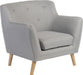 Teknik Skandi Armchair in grey fabric with button back and wooden feet - image 2