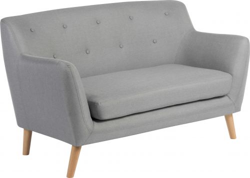 Teknik Skandi 2 seater sofa in grey fabric, button detailed back and wooden feet - image 2
