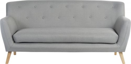 Teknik Skandi 3 seater sofa in grey fabric, button detailed back and wooden feet