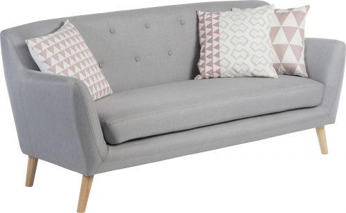 Teknik Skandi 3 seater sofa in grey fabric, button detailed back and wooden feet - image 3