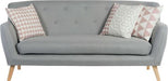 Teknik Skandi 3 seater sofa in grey fabric, button detailed back and wooden feet - image 4