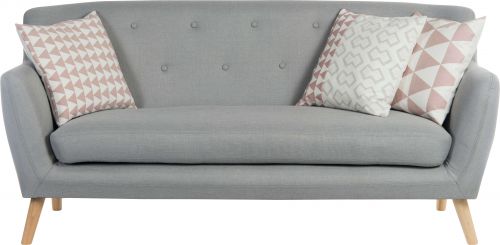Teknik Skandi 3 seater sofa in grey fabric, button detailed back and wooden feet - image 4