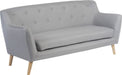 Teknik Skandi 3 seater sofa in grey fabric, button detailed back and wooden feet - image 2