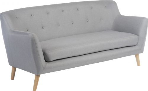 Teknik Skandi 3 seater sofa in grey fabric, button detailed back and wooden feet - image 2