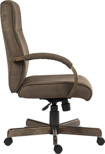 Teknik Glencoe Executive armchair in a suede effect finish with matching padded armrests and a driftwood effect wooden arms and base - image 2