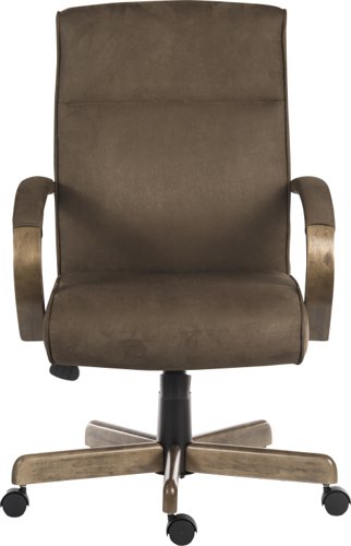 Teknik Glencoe Executive armchair in a suede effect finish with matching padded armrests and a driftwood effect wooden arms and base - image 6
