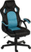 Teknik Kyoto Gaming chair in Blue PU & PVC covered contrasting materials with fixed padded arms, racing style backrest design