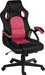 Teknik Kyoto Gaming chair in Pink PU & PVC covered contrasting materials with fixed padded arms, racing style backrest design