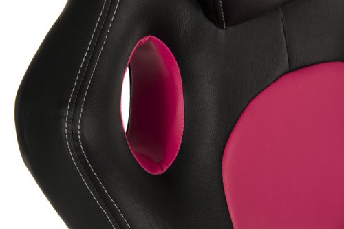 Teknik Kyoto Gaming chair in Pink PU & PVC covered contrasting materials with fixed padded arms, racing style backrest design - image 5