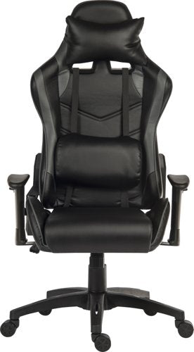 Teknik Yokohama Gaming chair in Black PU with height adjustable padded arms, racing style backrest design - image 2