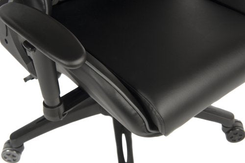 Teknik Yokohama Gaming chair in Black PU with height adjustable padded arms, racing style backrest design - image 4