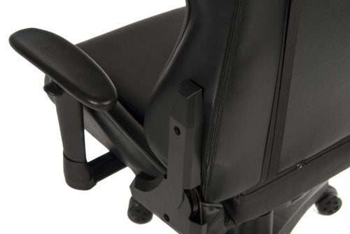 Teknik Yokohama Gaming chair in Black PU with height adjustable padded arms, racing style backrest design - image 8