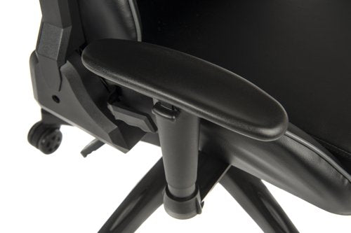 Teknik Yokohama Gaming chair in Black PU with height adjustable padded arms, racing style backrest design - image 9