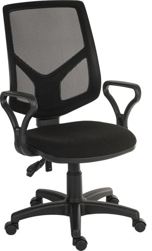 Teknik Vanguard Twin Lever Mesh Back Executive Task Operator Office Chair With Fixed Loop Arms Black - 6998/0288