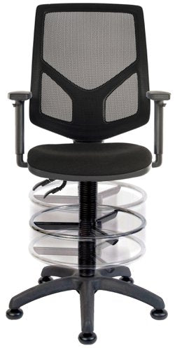Teknik Vanguard Twin Lever Mesh Back Executive Task Operator Office Chair Height Adjustable Height Drafting Kit Height Adjustable Arms Black