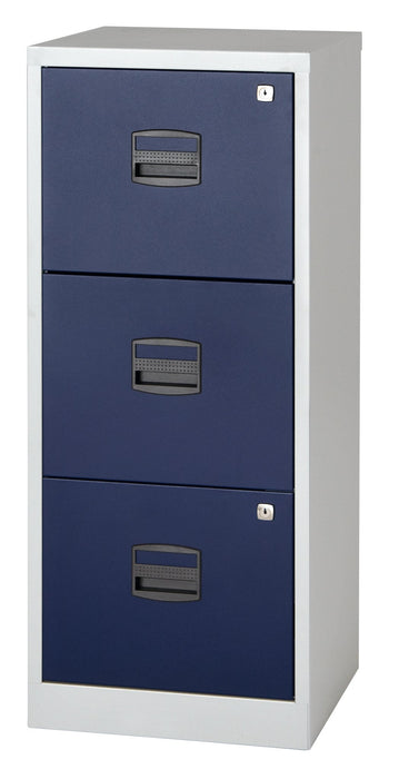 Bisley A4 Personal And Home 3 Drawer Filer Grey And Blue