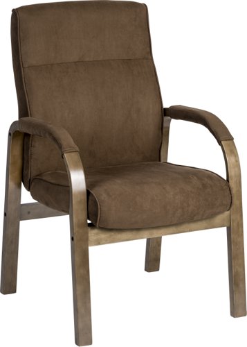 Teknik Glencoe Visitor Suede Effect 4 legged chair with driftwood effect arms and matching removable padded armrests.