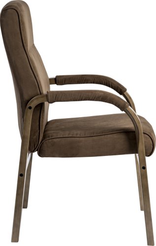 Teknik Glencoe Visitor Suede Effect 4 legged chair with driftwood effect arms and matching removable padded armrests. - image 3