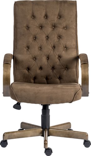 Teknik Warwick Executive Suede Effect Traditional Button Back Chair with matching driftwood wood effect arms and base. - image 2