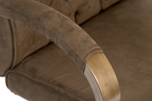 Teknik Warwick Executive Suede Effect Traditional Button Back Chair with matching driftwood wood effect arms and base. - image 4