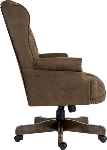 Teknik Chairman Executive Suede Effect traditional button tufted luxury executive chair with a complementing driftwood effect base. - image 3