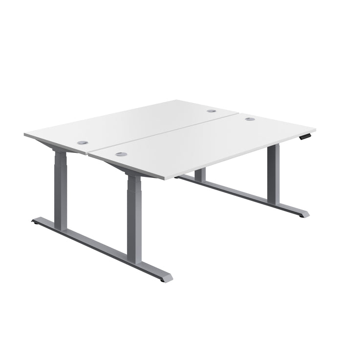 Economy Back To Back Sit Stand Desk (FSC) | 1800 X 800 | White/Silver