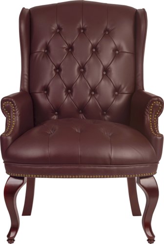 Teknik Chairman Guest Burgundy traditional button tufted luxury bonded leather guest chair - image 2