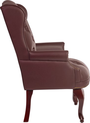 Teknik Chairman Guest Burgundy traditional button tufted luxury bonded leather guest chair - image 3