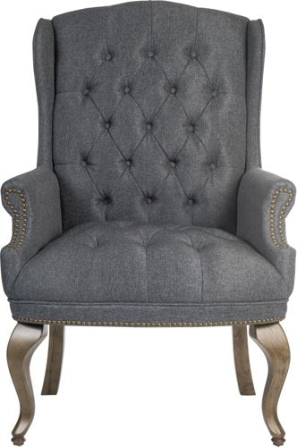 Teknik Chairman Guest Grey Fabric traditional button tufted luxury guest chair - image 2