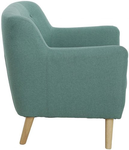 Teknik Skandi Armchair in ocean green fabric with button back and wooden feet - image 2