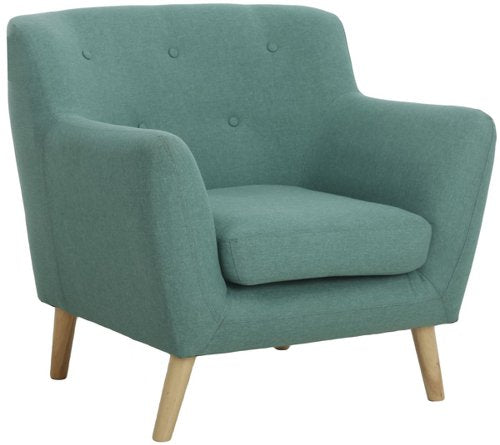 Teknik Skandi Armchair in ocean green fabric with button back and wooden feet - image 4