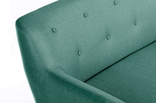 Teknik Skandi 3 seater sofa in ocean green fabric, button detailed back and wooden feet - image 5
