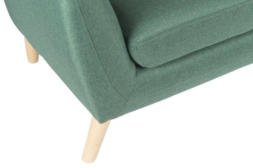 Teknik Skandi Armchair in ocean green fabric with button back and wooden feet - image 6