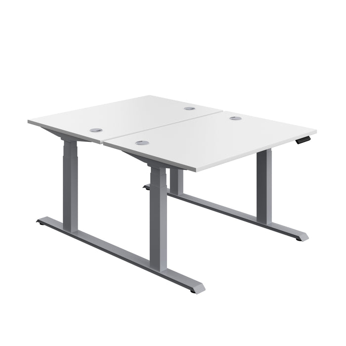 Economy Back To Back Sit Stand Desk (FSC) | 1200 X 800 | White/Silver