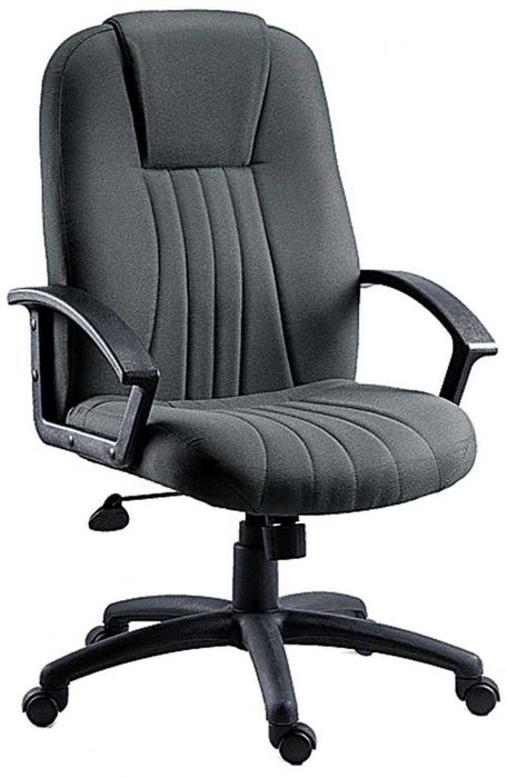 Teknik City Charcoal Fabric Executive Office Chair With Durable Nylon Armrests and Matching Five Star Base