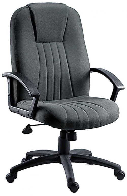 Teknik City Charcoal Fabric Executive Office Chair With Durable Nylon Armrests and Matching Five Star Base