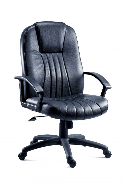 Teknik City Leather Faced Executive Office Chair With Durable Nylon Armrests and Matching Five Star Base