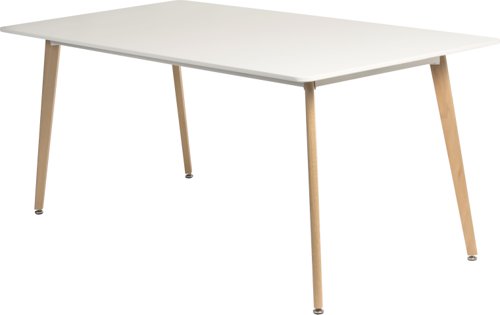 Teknik Skandi Rectangular Table in White with wipe clean top, beech legs and easy self assembly - image 2