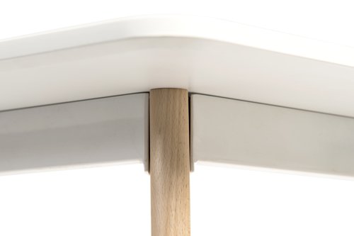 Teknik Skandi Rectangular Table in White with wipe clean top, beech legs and easy self assembly - image 3