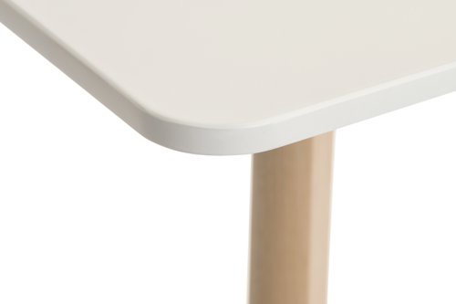 Teknik Skandi Rectangular Table in White with wipe clean top, beech legs and easy self assembly - image 4