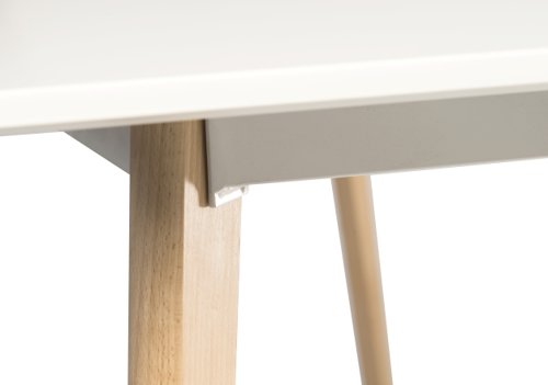 Teknik Skandi Rectangular Table in White with wipe clean top, beech legs and easy self assembly - image 5