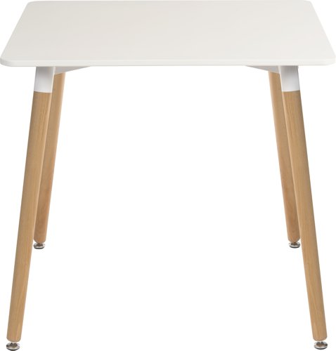 Teknik Skandi Square Table in White with wipe clean top, beech legs and easy self assembly