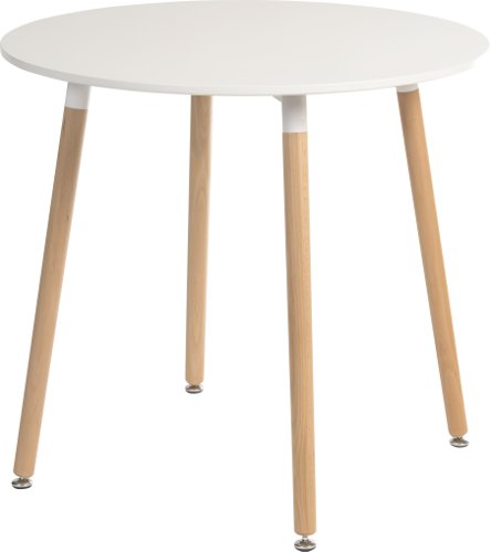 Teknik Skandi Round Table in White with wipe clean top, beech legs and easy self assembly - image 2