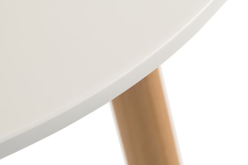 Teknik Skandi Round Table in White with wipe clean top, beech legs and easy self assembly - image 3