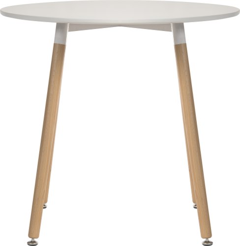 Teknik Skandi Round Table in White with wipe clean top, beech legs and easy self assembly
